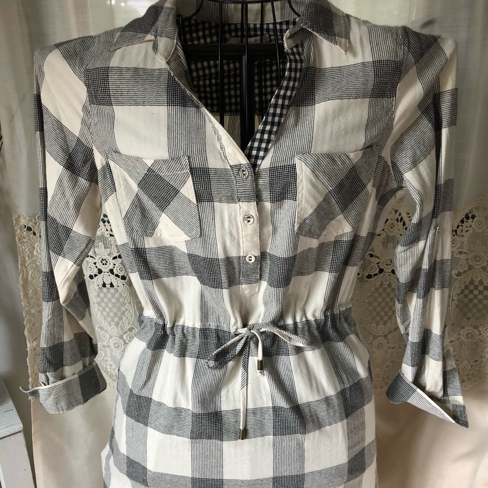 Skies Are Blue Long Sleeve Checkered Dress